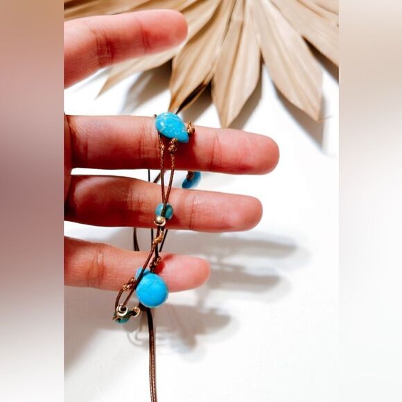 Boho stone anklet S556 - Picture 3 of 3